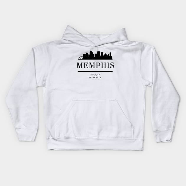 MEMPHIS TENNESSEE BLACK SILHOUETTE SKYLINE ART Kids Hoodie by deificusArt